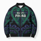 Custom Aotearoa Ngati Pikiao Bomber Puffer Jacket Maori Tribal Pattern
