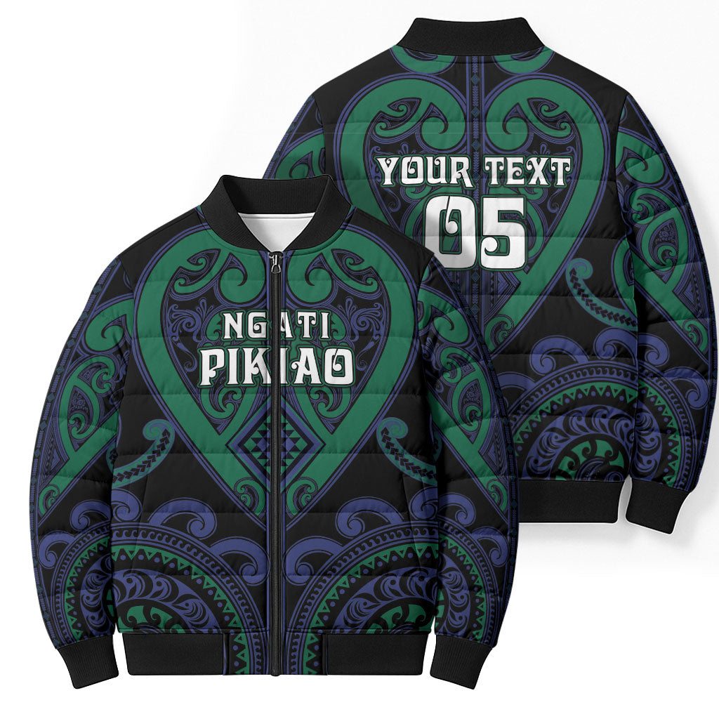 Custom Aotearoa Ngati Pikiao Bomber Puffer Jacket Maori Tribal Pattern