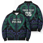 Custom Aotearoa Ngati Pikiao Bomber Puffer Jacket Maori Tribal Pattern