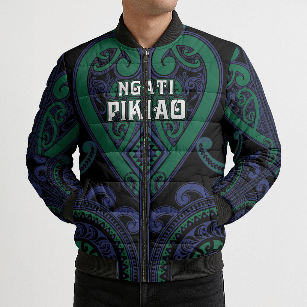 Custom Aotearoa Ngati Pikiao Bomber Puffer Jacket Maori Tribal Pattern