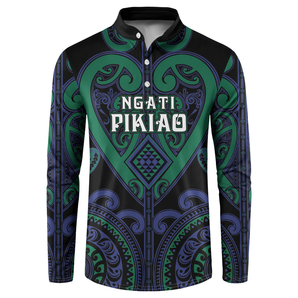Custom Aotearoa Ngati Pikiao Button Sweatshirt Maori Tribal Pattern
