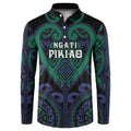 Custom Aotearoa Ngati Pikiao Button Sweatshirt Maori Tribal Pattern