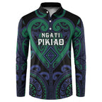 Custom Aotearoa Ngati Pikiao Button Sweatshirt Maori Tribal Pattern
