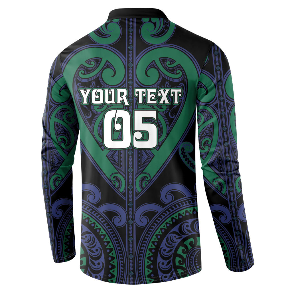 Custom Aotearoa Ngati Pikiao Button Sweatshirt Maori Tribal Pattern