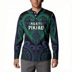 Custom Aotearoa Ngati Pikiao Button Sweatshirt Maori Tribal Pattern