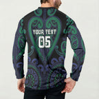 Custom Aotearoa Ngati Pikiao Button Sweatshirt Maori Tribal Pattern