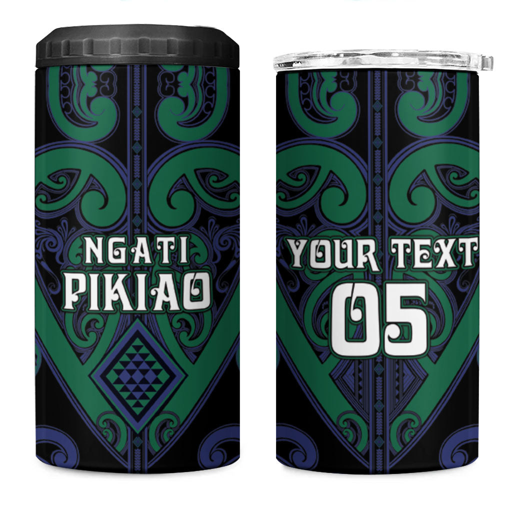 Custom Aotearoa Ngati Pikiao 4 in 1 Can Cooler Tumbler Maori Tribal Pattern