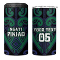 Custom Aotearoa Ngati Pikiao 4 in 1 Can Cooler Tumbler Maori Tribal Pattern