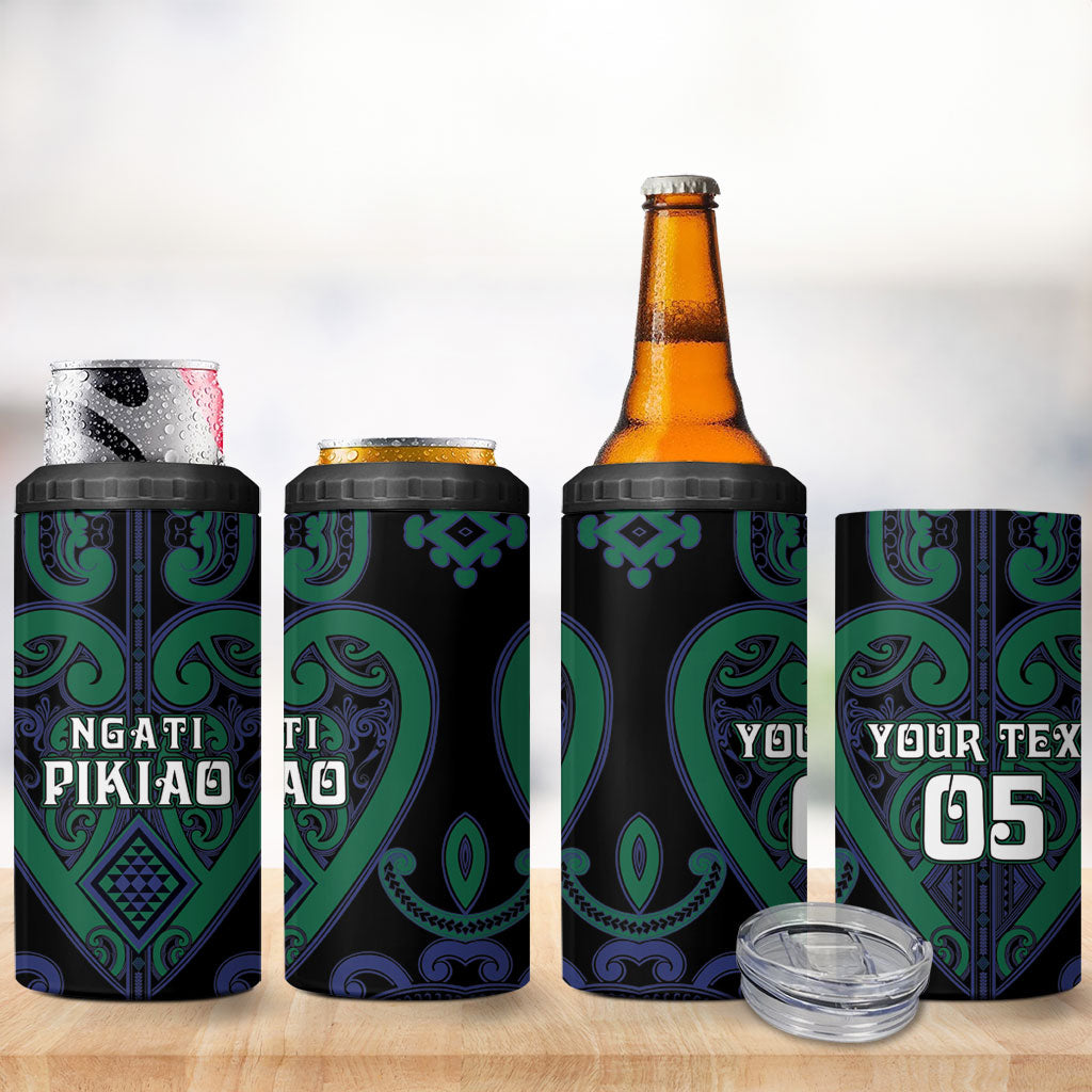 Custom Aotearoa Ngati Pikiao 4 in 1 Can Cooler Tumbler Maori Tribal Pattern