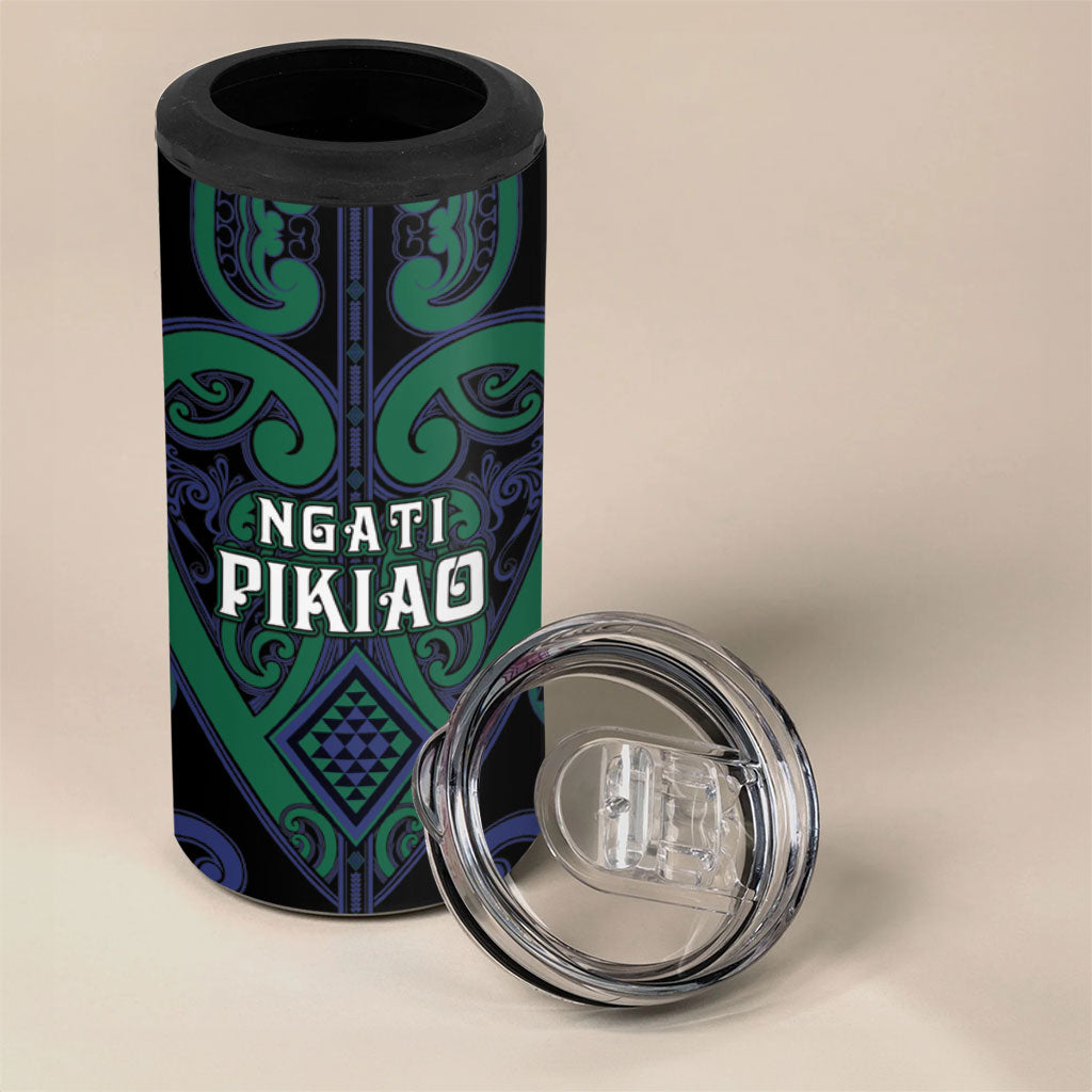 Custom Aotearoa Ngati Pikiao 4 in 1 Can Cooler Tumbler Maori Tribal Pattern