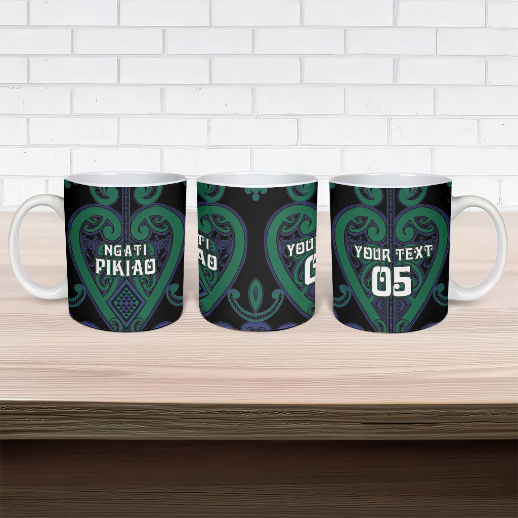 Custom Aotearoa Ngati Pikiao Ceramic Mug Maori Tribal Pattern