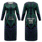 Custom Aotearoa Ngati Pikiao Couples Matching Long Sleeve Bodycon Dress and Hawaiian Shirt Maori Tribal Pattern