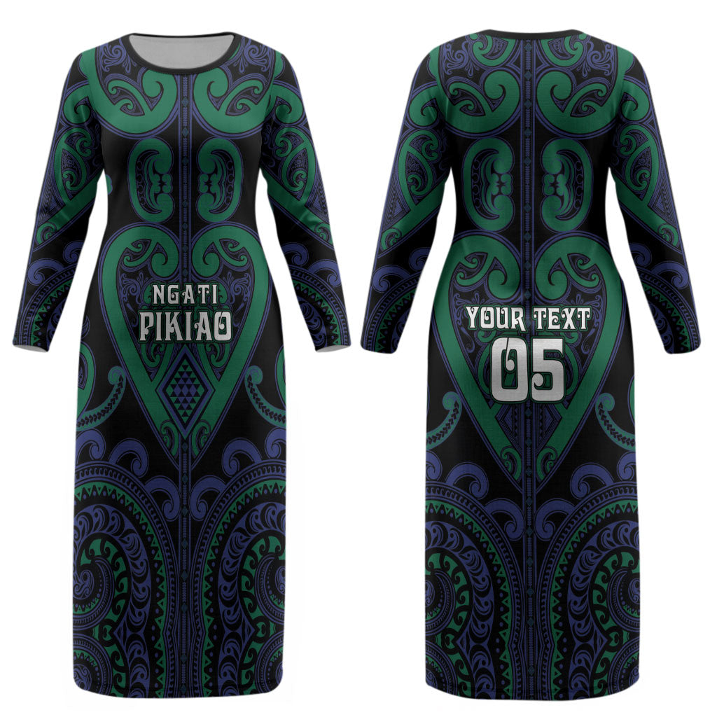 Custom Aotearoa Ngati Pikiao Couples Matching Long Sleeve Bodycon Dress and Hawaiian Shirt Maori Tribal Pattern
