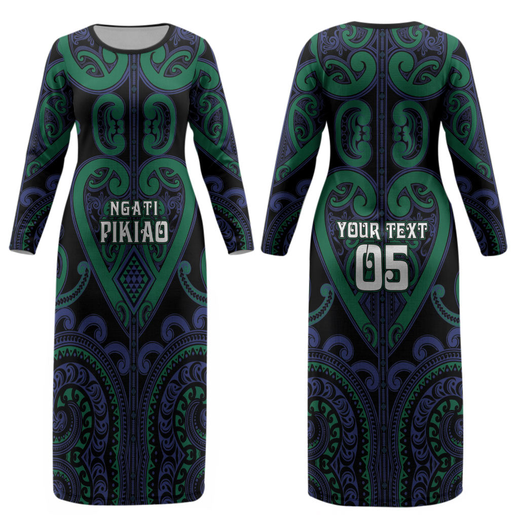 Custom Aotearoa Ngati Pikiao Couples Matching Long Sleeve Bodycon Dress and Long Sleeve Button Shirt Maori Tribal Pattern