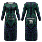 Custom Aotearoa Ngati Pikiao Couples Matching Long Sleeve Bodycon Dress and Long Sleeve Button Shirt Maori Tribal Pattern