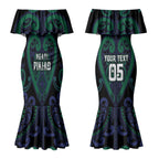 Custom Aotearoa Ngati Pikiao Couples Matching Mermaid Dress and Long Sleeve Button Shirt Maori Tribal Pattern