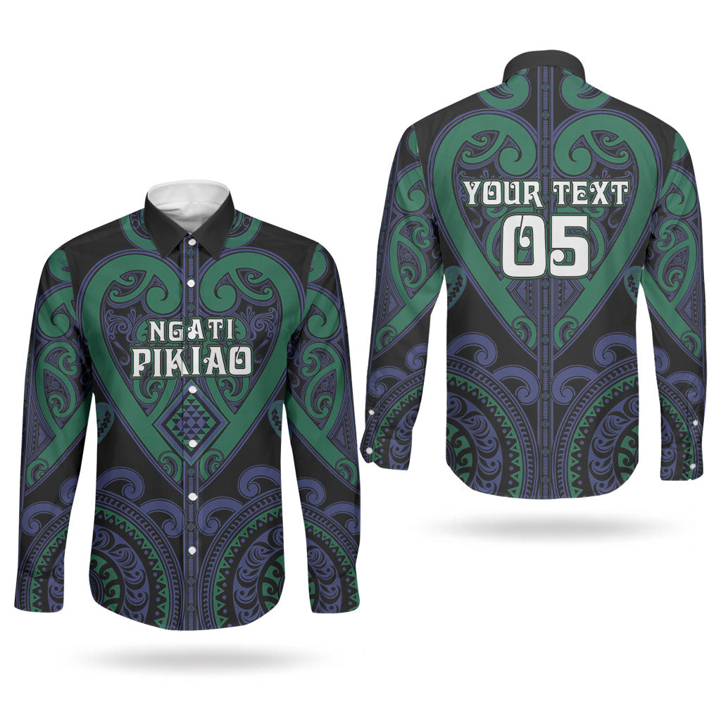 Custom Aotearoa Ngati Pikiao Couples Matching Off Shoulder Maxi Dress and Long Sleeve Button Shirt Maori Tribal Pattern