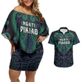 Custom Aotearoa Ngati Pikiao Couples Matching Off Shoulder Short Dress and Hawaiian Shirt Maori Tribal Pattern
