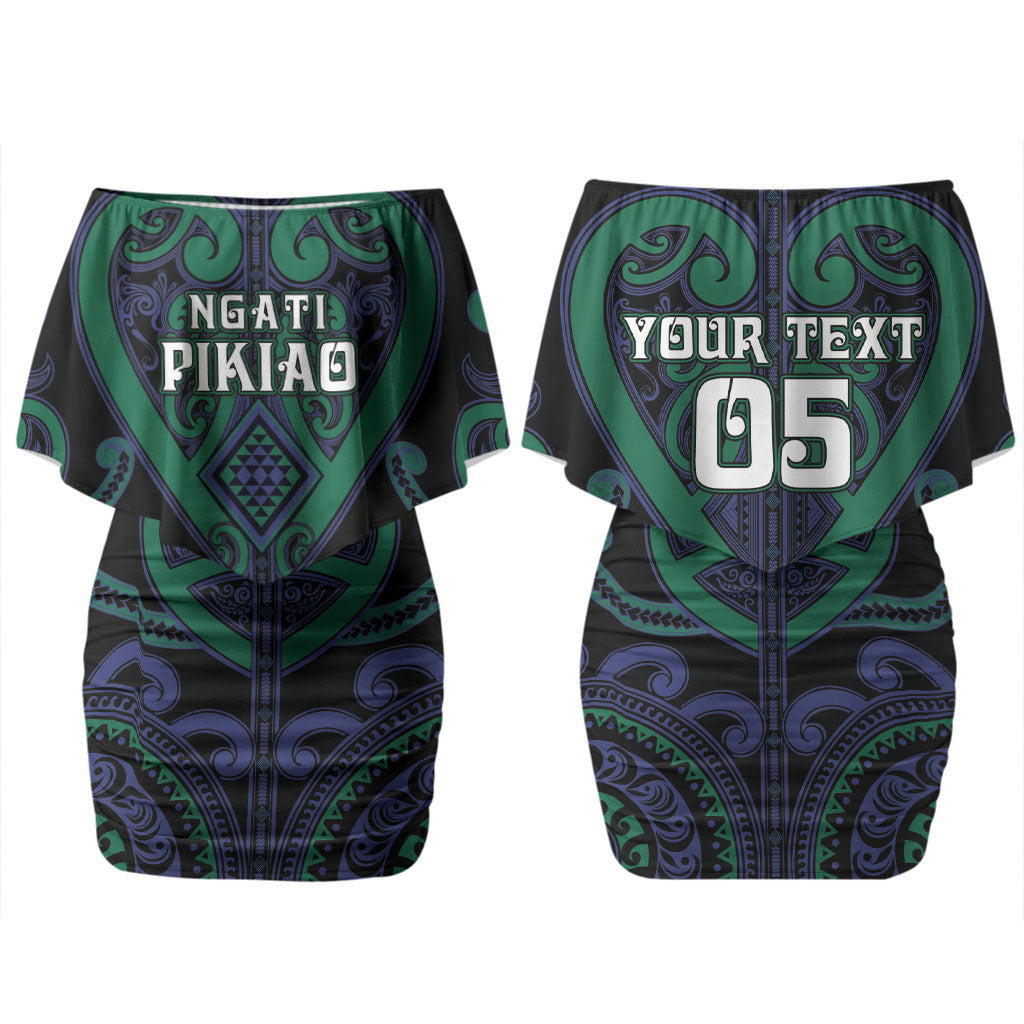 Custom Aotearoa Ngati Pikiao Couples Matching Off Shoulder Short Dress and Hawaiian Shirt Maori Tribal Pattern