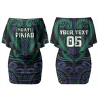 Custom Aotearoa Ngati Pikiao Couples Matching Off Shoulder Short Dress and Long Sleeve Button Shirt Maori Tribal Pattern
