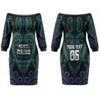 Custom Aotearoa Ngati Pikiao Couples Matching Off The Shoulder Long Sleeve Dress and Hawaiian Shirt Maori Tribal Pattern
