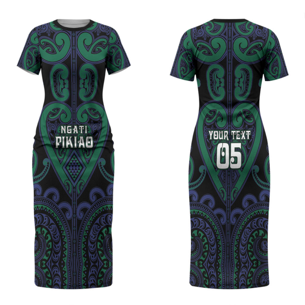 Custom Aotearoa Ngati Pikiao Couples Matching Short Sleeve Bodycon Dress and Long Sleeve Button Shirt Maori Tribal Pattern