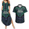 Custom Aotearoa Ngati Pikiao Couples Matching Summer Maxi Dress and Hawaiian Shirt Maori Tribal Pattern