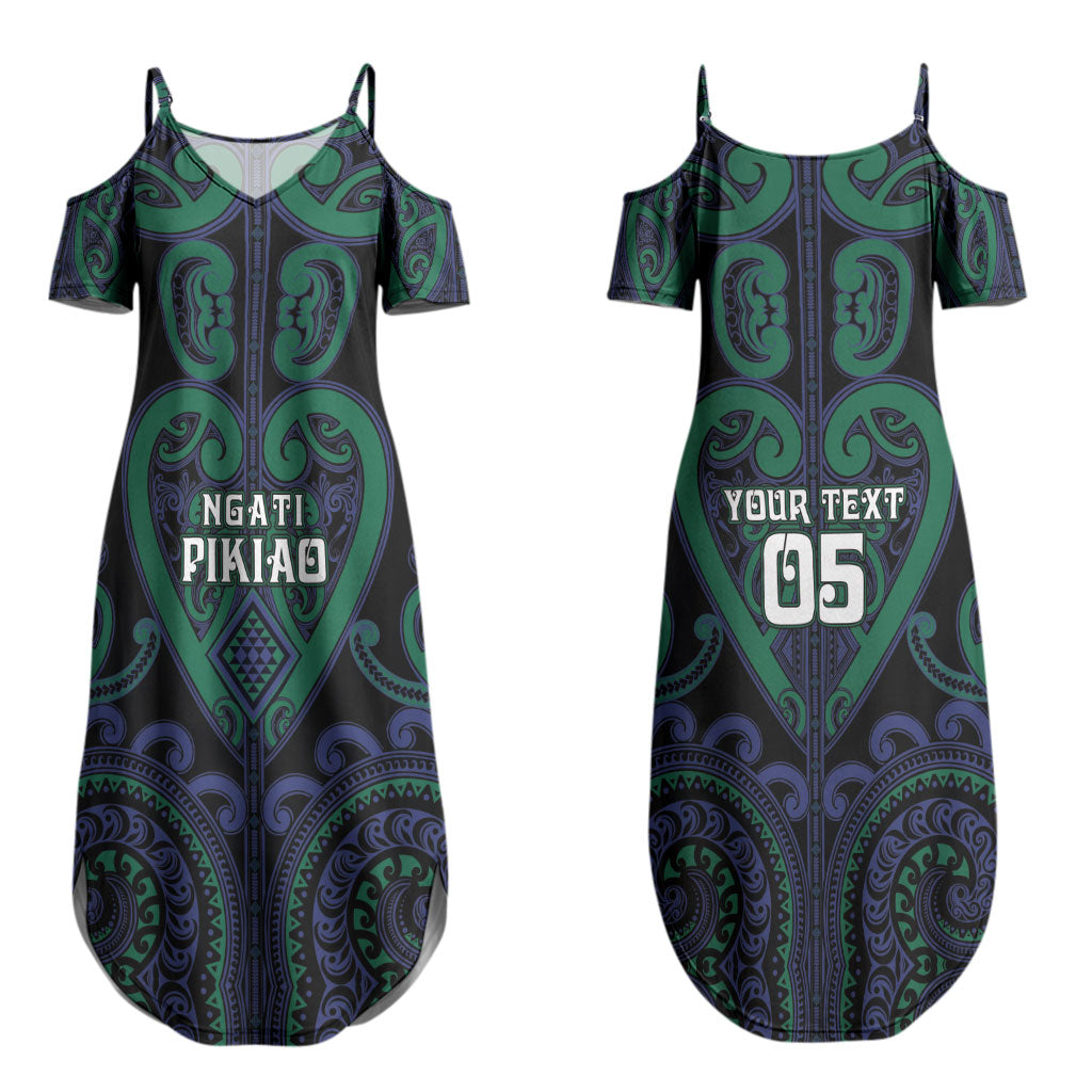 Custom Aotearoa Ngati Pikiao Couples Matching Summer Maxi Dress and Long Sleeve Button Shirt Maori Tribal Pattern