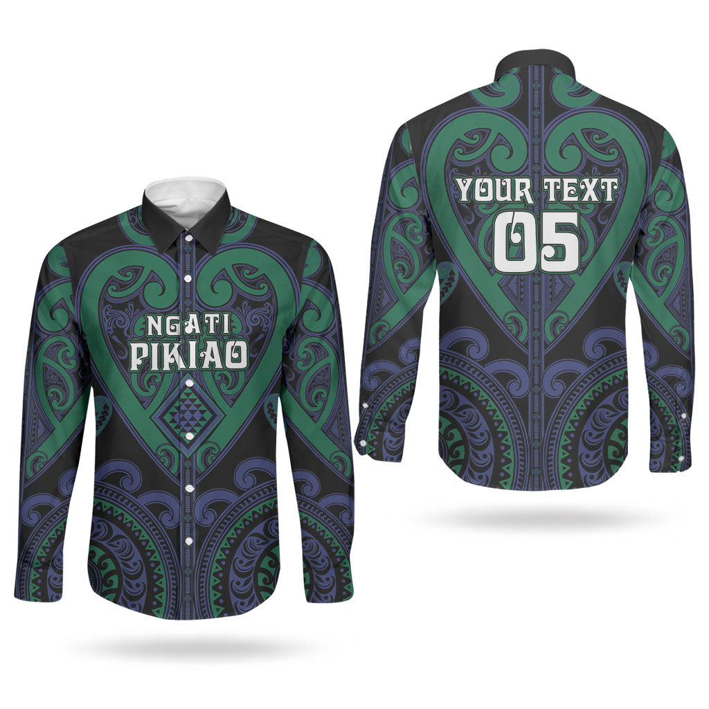 Custom Aotearoa Ngati Pikiao Couples Matching Tank Maxi Dress and Long Sleeve Button Shirt Maori Tribal Pattern