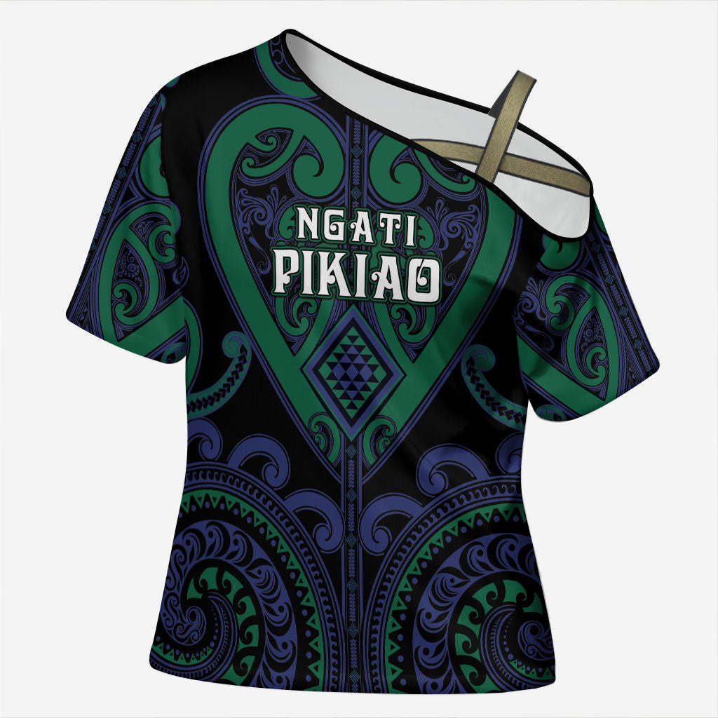 Custom Aotearoa Ngati Pikiao Cross Shoulder Shirt Maori Tribal Pattern
