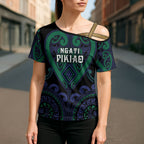 Custom Aotearoa Ngati Pikiao Cross Shoulder Shirt Maori Tribal Pattern