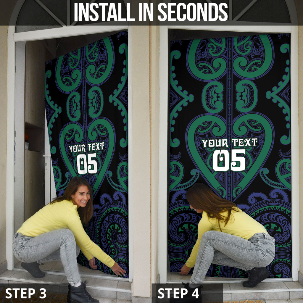 Custom Aotearoa Ngati Pikiao Door Cover Maori Tribal Pattern