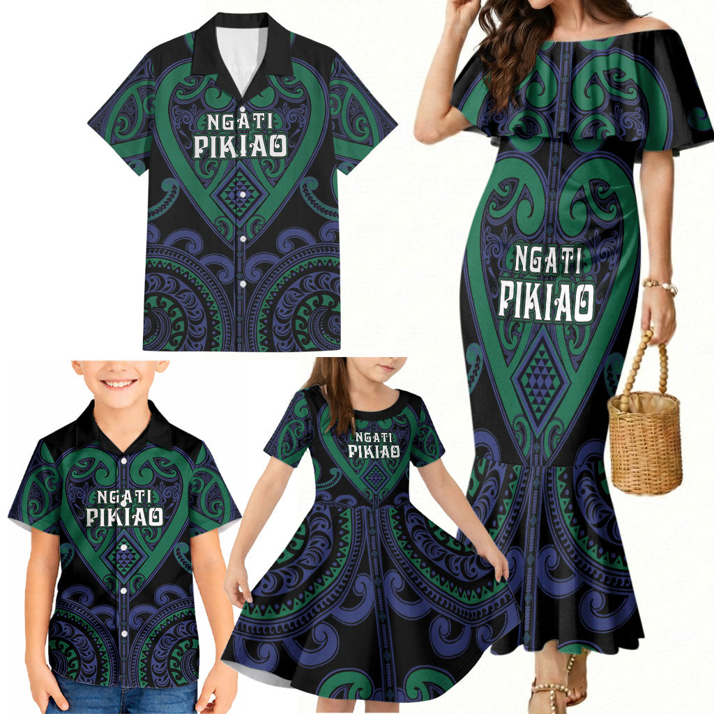 Custom Aotearoa Ngati Pikiao Family Matching Mermaid Dress and Hawaiian Shirt Maori Tribal Pattern