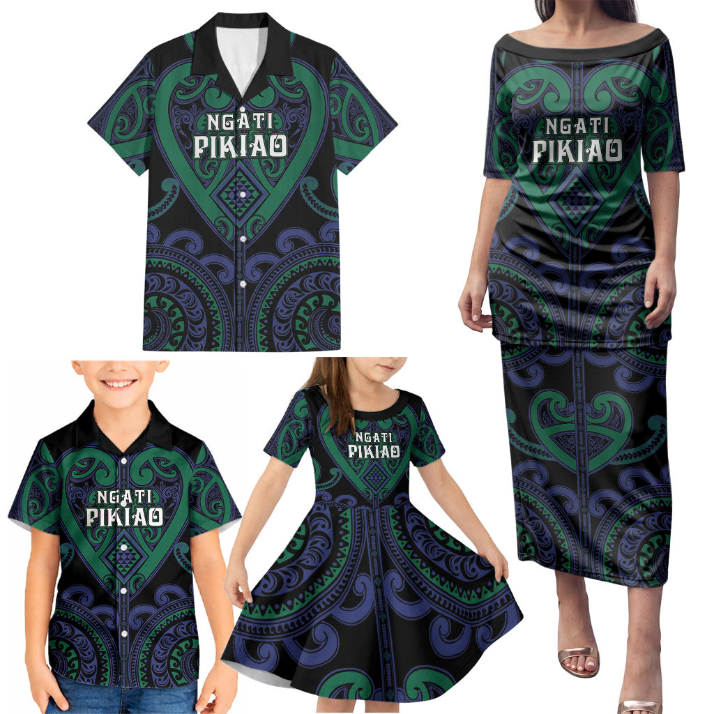 Custom Aotearoa Ngati Pikiao Family Matching Puletasi and Hawaiian Shirt Maori Tribal Pattern