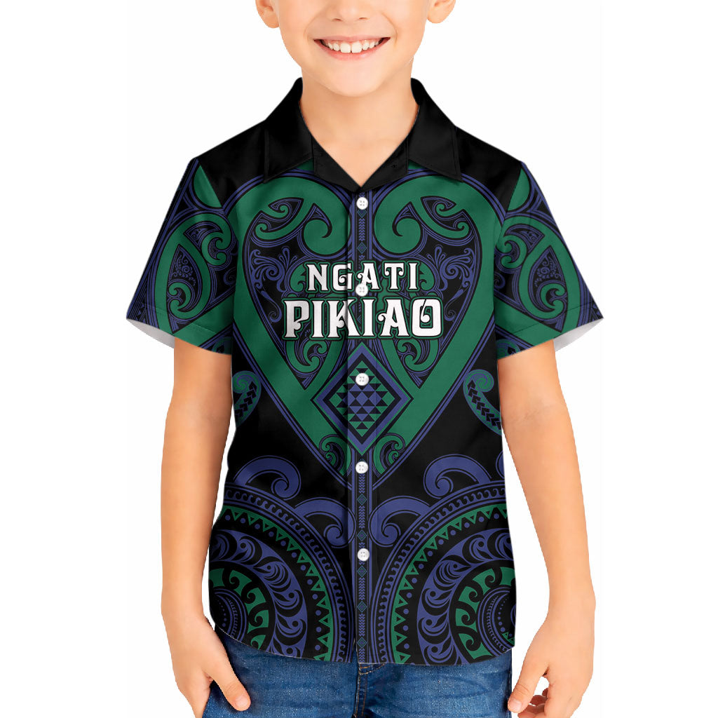 Custom Aotearoa Ngati Pikiao Kid Hawaiian Shirt Maori Tribal Pattern