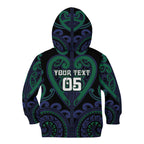 Custom Aotearoa Ngati Pikiao Kid Hoodie Maori Tribal Pattern