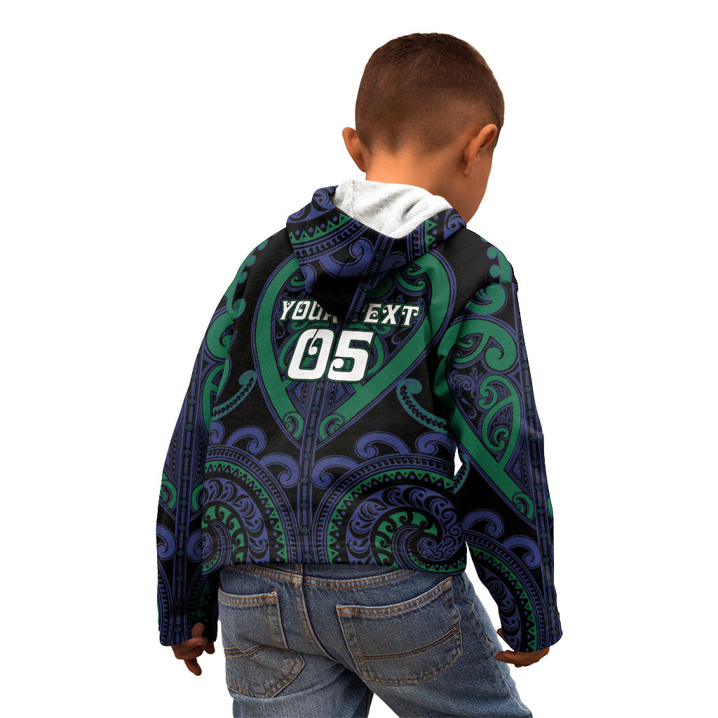 Custom Aotearoa Ngati Pikiao Kid Hoodie Maori Tribal Pattern