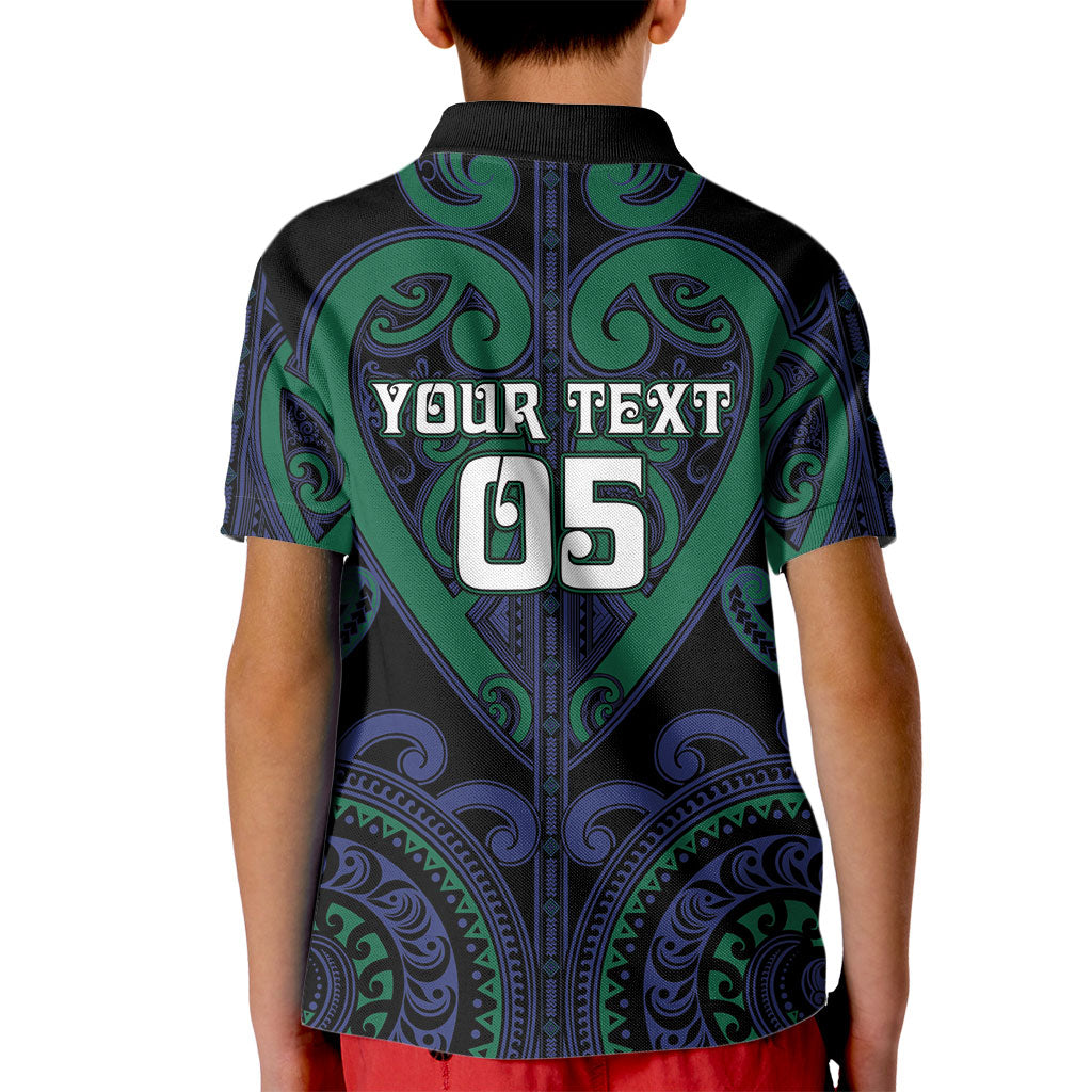 Custom Aotearoa Ngati Pikiao Kid Polo Shirt Maori Tribal Pattern