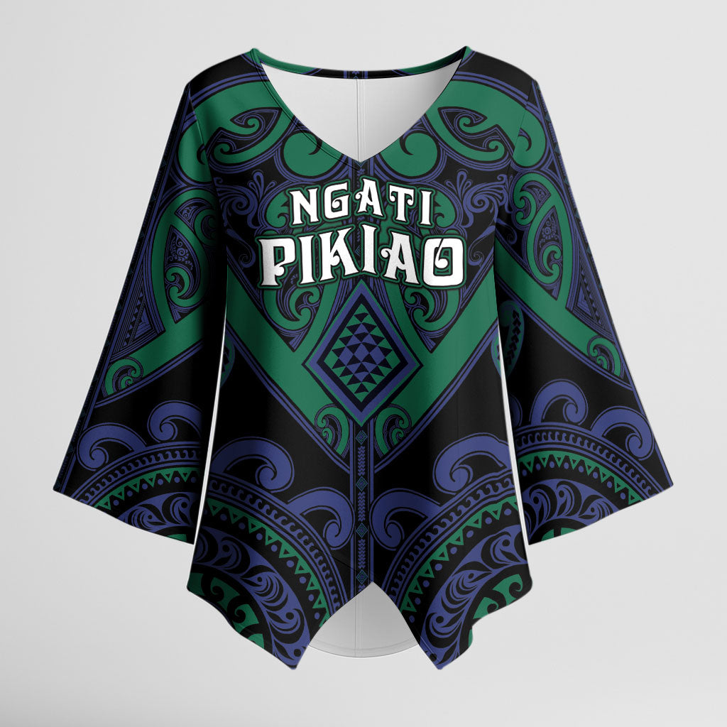 Custom Aotearoa Ngati Pikiao Kimono Sleeve Blouse Maori Tribal Pattern