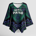 Custom Aotearoa Ngati Pikiao Kimono Sleeve Blouse Maori Tribal Pattern