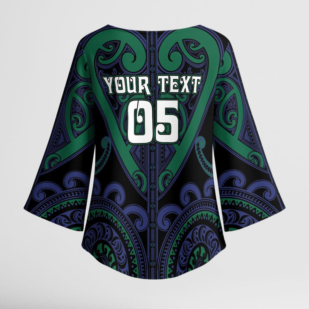 Custom Aotearoa Ngati Pikiao Kimono Sleeve Blouse Maori Tribal Pattern