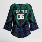 Custom Aotearoa Ngati Pikiao Kimono Sleeve Blouse Maori Tribal Pattern