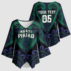Custom Aotearoa Ngati Pikiao Kimono Sleeve Blouse Maori Tribal Pattern