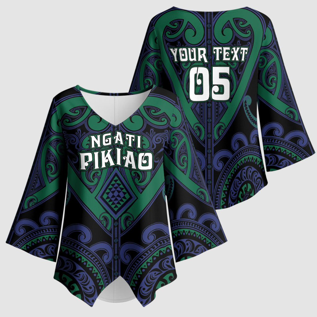 Custom Aotearoa Ngati Pikiao Kimono Sleeve Blouse Maori Tribal Pattern