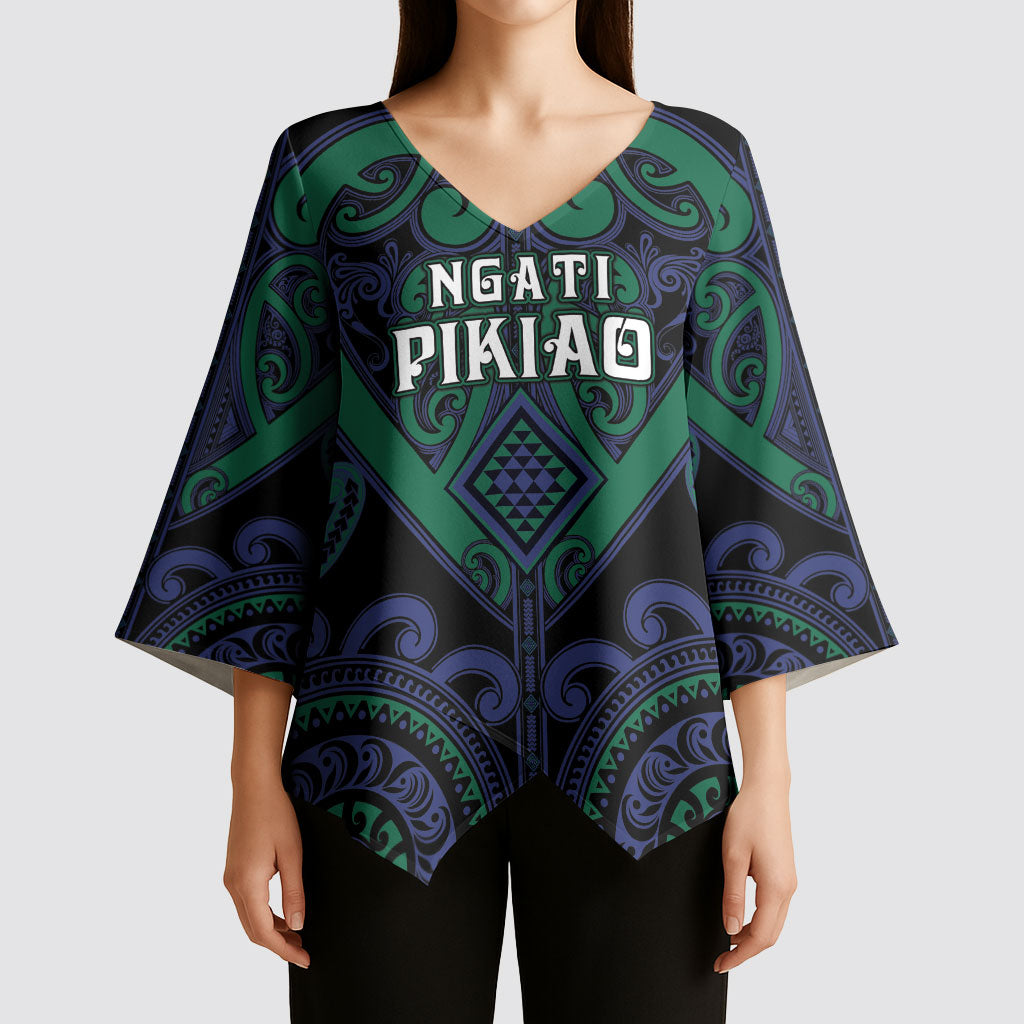 Custom Aotearoa Ngati Pikiao Kimono Sleeve Blouse Maori Tribal Pattern