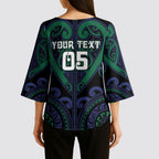 Custom Aotearoa Ngati Pikiao Kimono Sleeve Blouse Maori Tribal Pattern