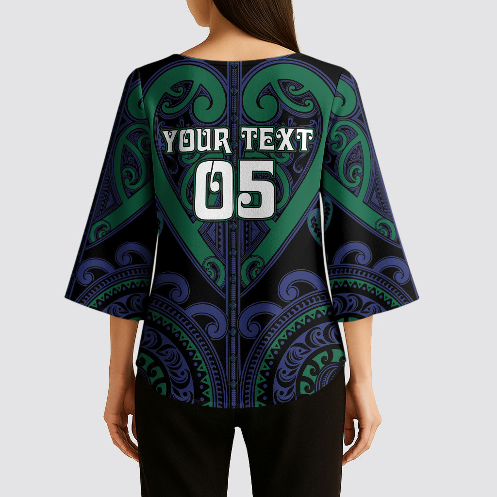 Custom Aotearoa Ngati Pikiao Kimono Sleeve Blouse Maori Tribal Pattern