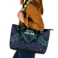 Aotearoa Ngati Pikiao Leather Tote Bag Maori Tribal Pattern