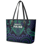 Aotearoa Ngati Pikiao Leather Tote Bag Maori Tribal Pattern