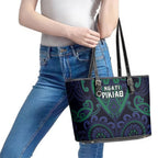 Aotearoa Ngati Pikiao Leather Tote Bag Maori Tribal Pattern